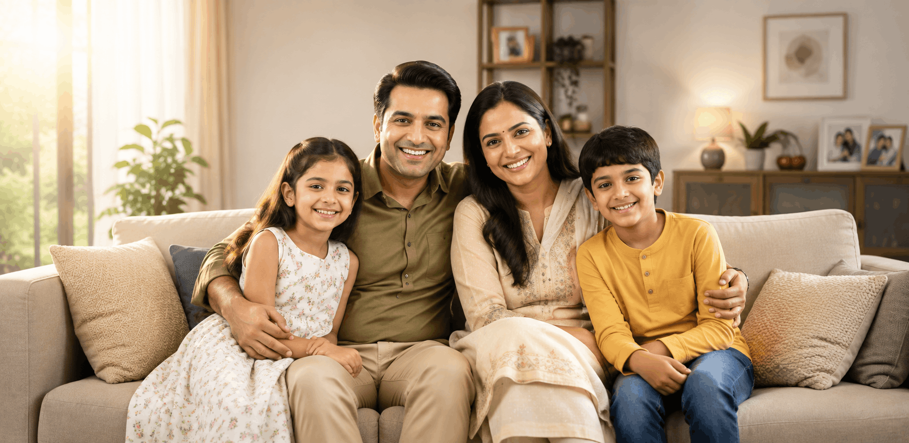 Family together at home